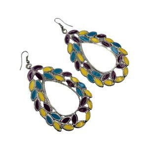 Teardrop Yellow and Blue Lightweight Earrings
